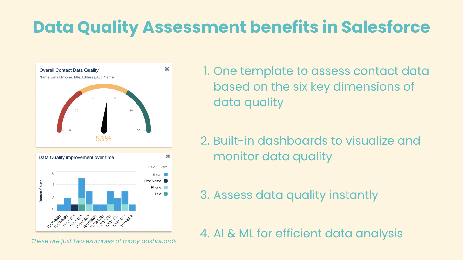 Using Delpha to assess your data gives you results based on the six key dimensions of data quality, provides built-in dashboards to visualize and monitor the data, assess instantly and efficiently.
