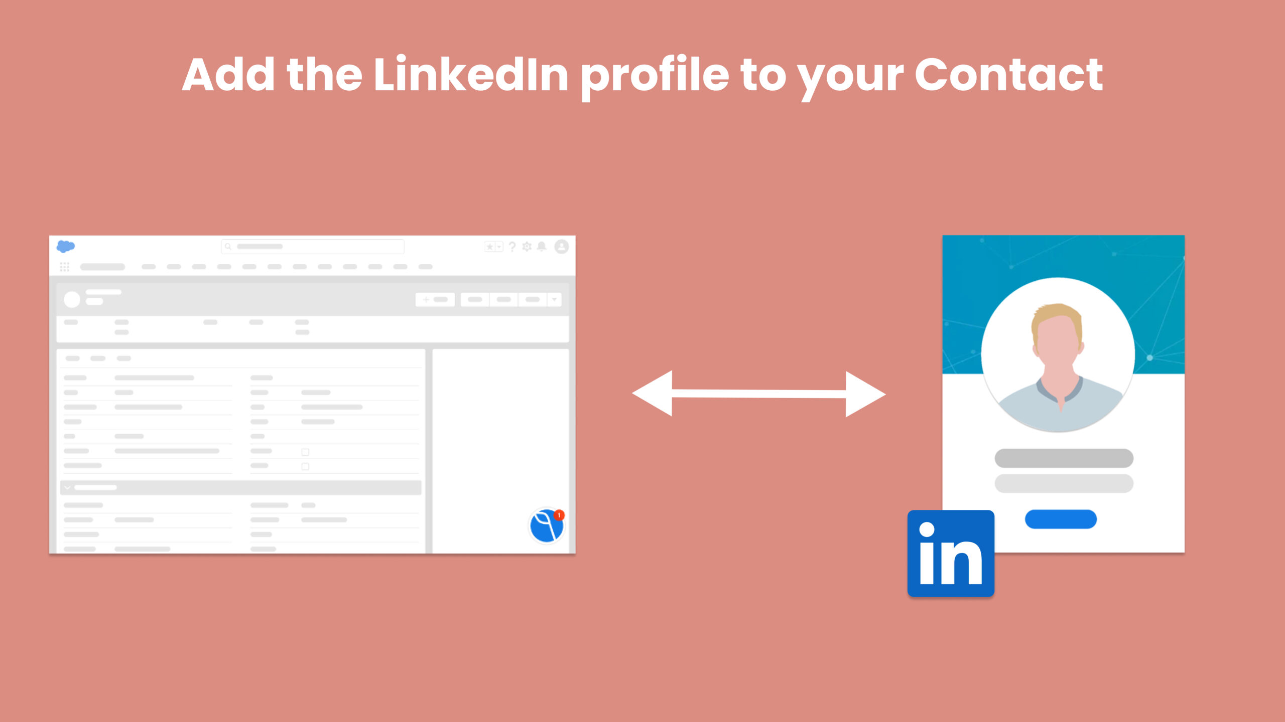 This image shows how Delpha can import data from LinkedIn into your Salesforce contacts.